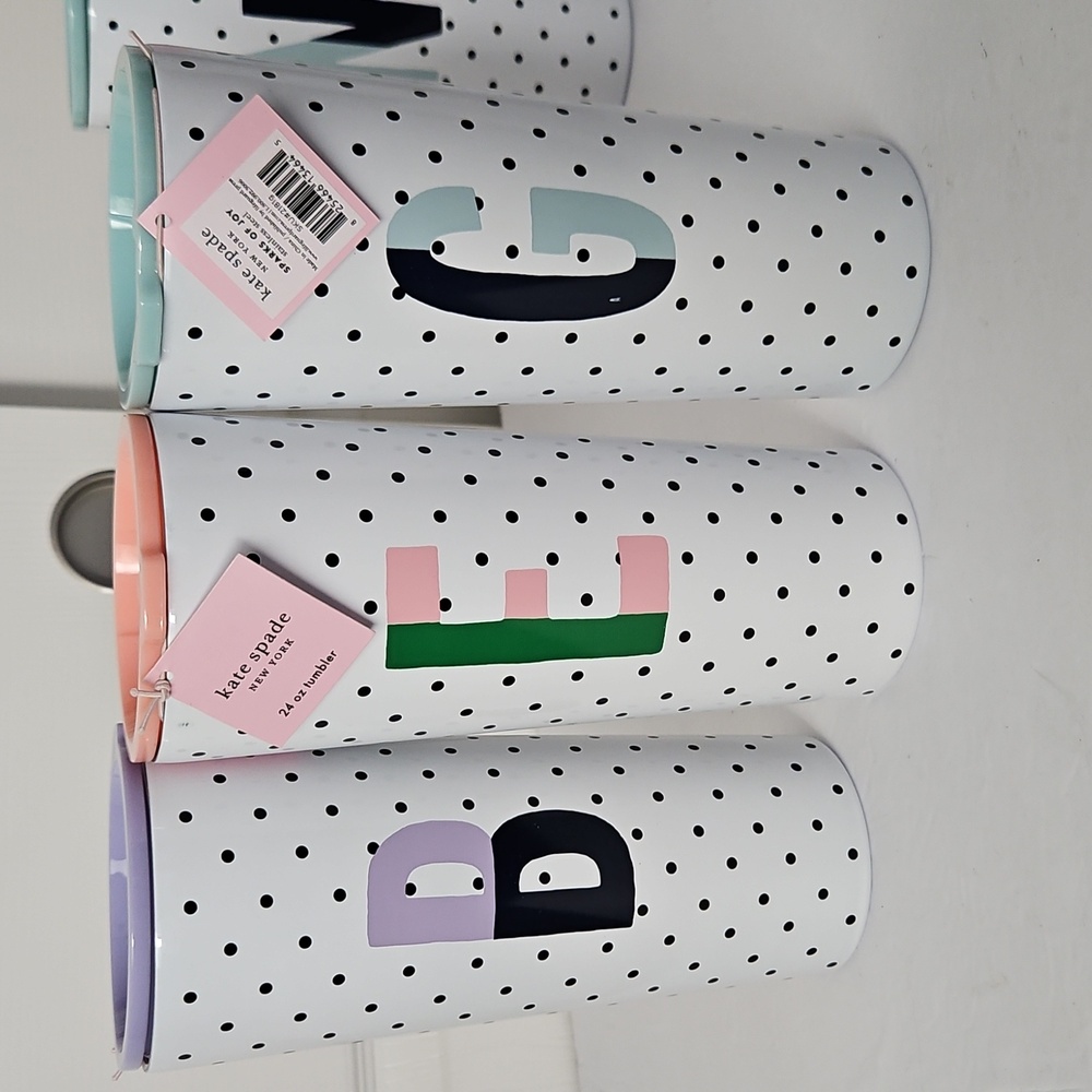 Kate Spade NWT Stainless Steel Alphabet Tumblers - Picture 2 of 8
